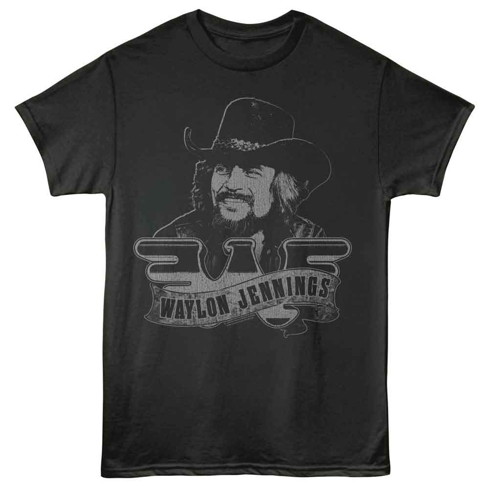 Waylon Jennings - WAYLON JENNINGS PORTRAIT AND LOGO Adult Shirt